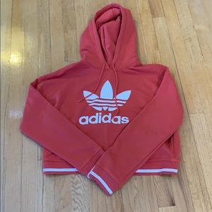Adidas Dark Peach Crop Hoodie